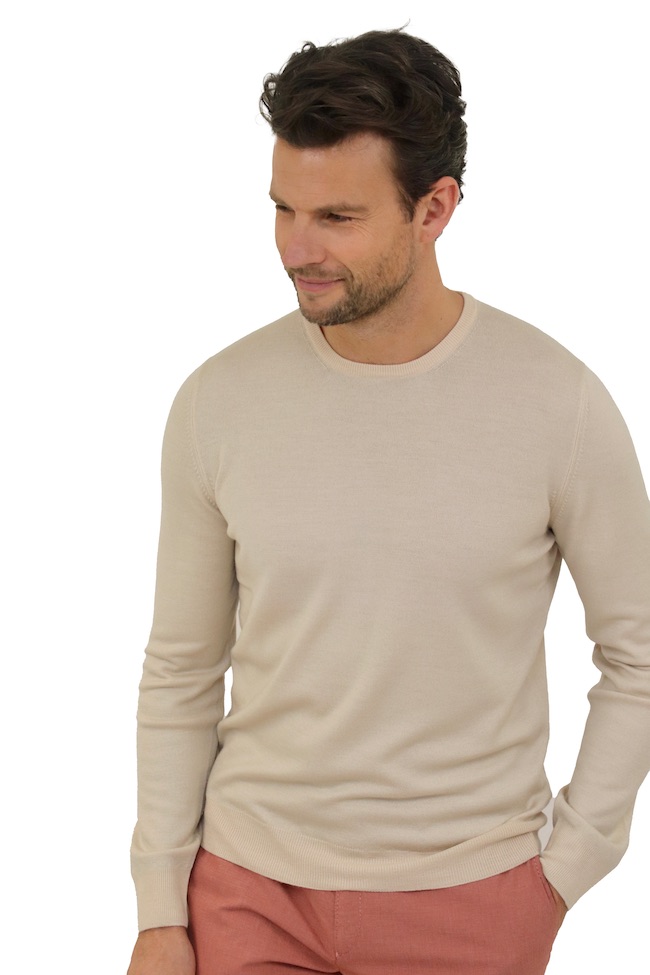 Gran Sasso Men pull trui ronde hals heren beige