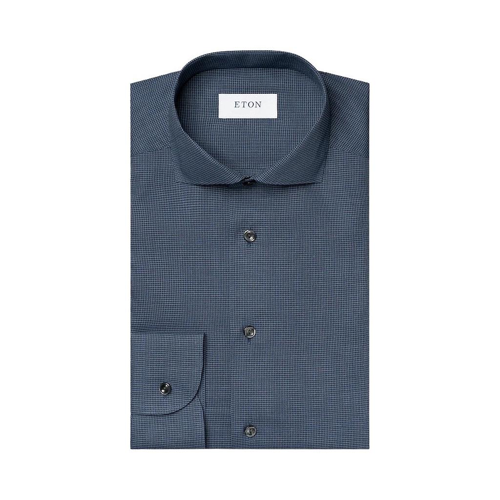 Eton hemd lange mouwen heren donker blauw