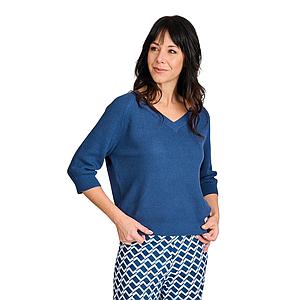 Jeff pull trui v-hals dames denim Claris