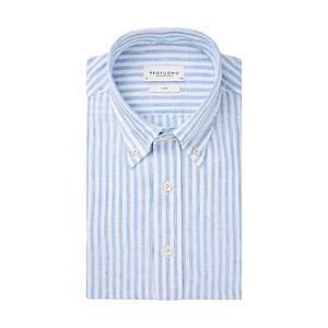 Profuomo hemd lange mouwen heren blauw Slim fit