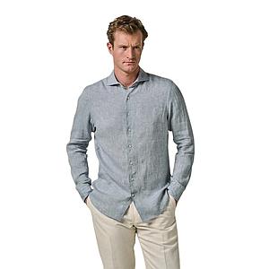 Profuomo hemd lange mouwen heren blauw Slim fit