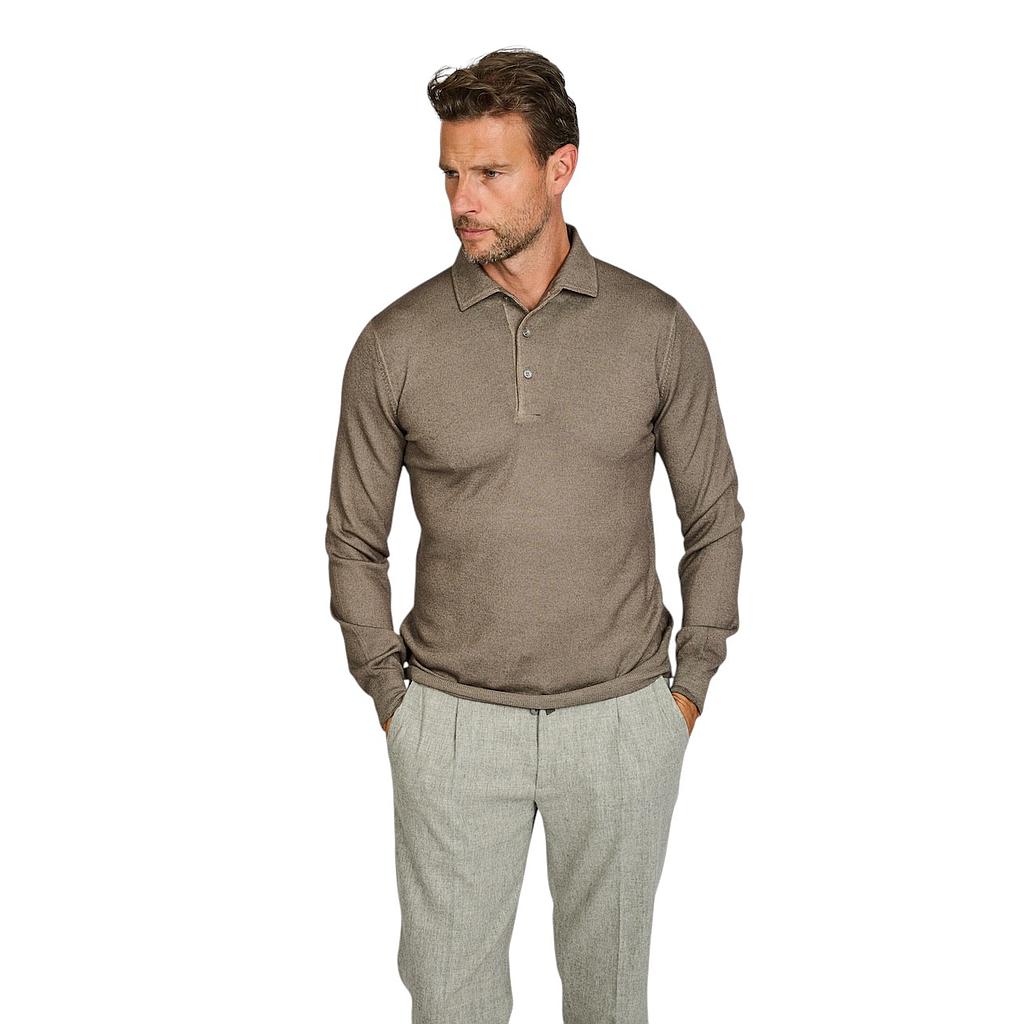 Gran Sasso Men polo shirt lange mouwen heren bruin