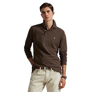 Polo Ralph Lauren Men polo shirt lange mouwen heren bruin custom slim fit