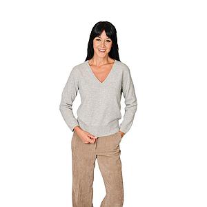 Anneclaire pull trui v-hals dames grijs D1839 857 621