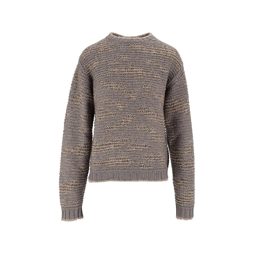 Fabiana Filippi pull trui ronde hals dames taupe MAD226F447M3921276