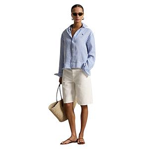 Polo Ralph Lauren Women blouse dames blauw crop boxy fit 211935130503